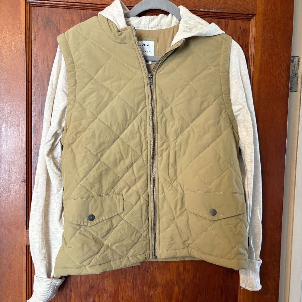 NWT RVCA Women's Joyride Zip Fleece Jacket Quilted Hoodie